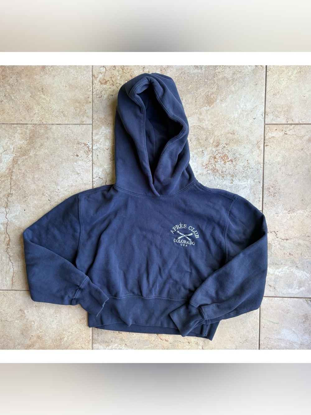 A&F Après Club Colorado Navy Hooded Sweatshirt Size Youth Small
